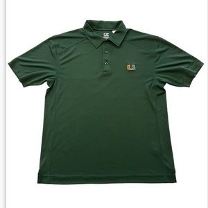Miami Hurricanes CUTTER & Buck Polo Shirt Men’s‎ Large Dark Green DryTec